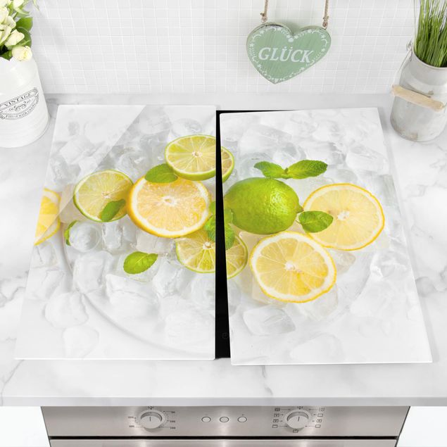 Stove top covers flower Citrus Fruit On Ice Cubes