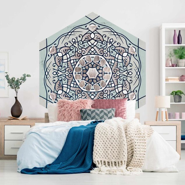 Wallpapers spiritual Hexagonal Mandala In Light Blue