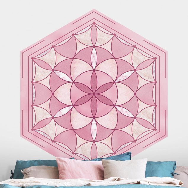 Kitchen Hexagonal Mandala In Pink