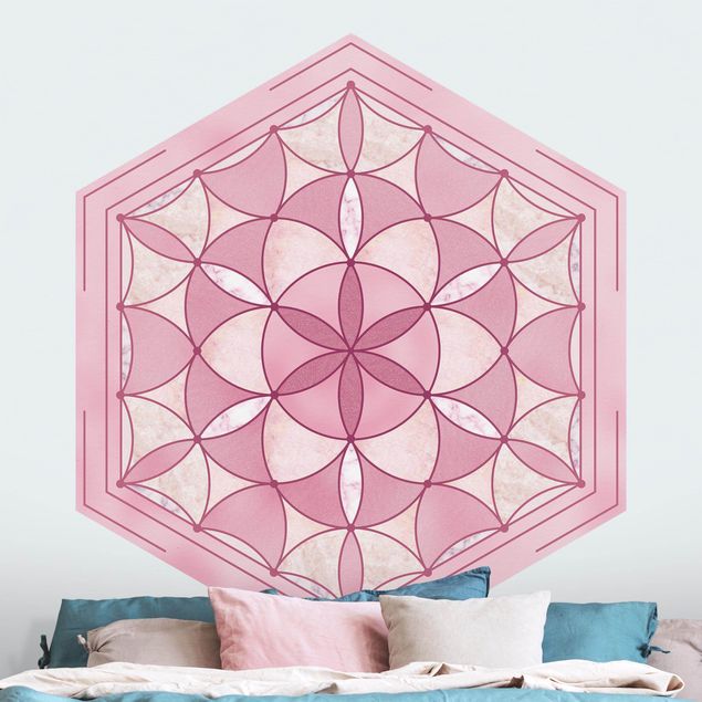 Vintage aesthetic wallpaper Hexagonal Mandala In Pink