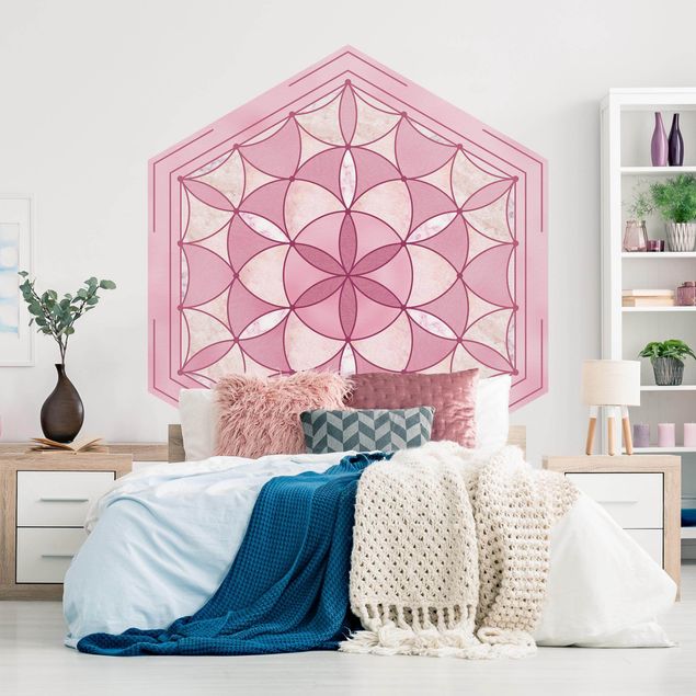 Contemporary wallpaper Hexagonal Mandala In Pink