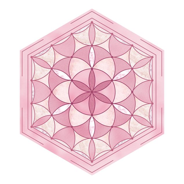 Peel and stick wallpaper Hexagonal Mandala In Pink