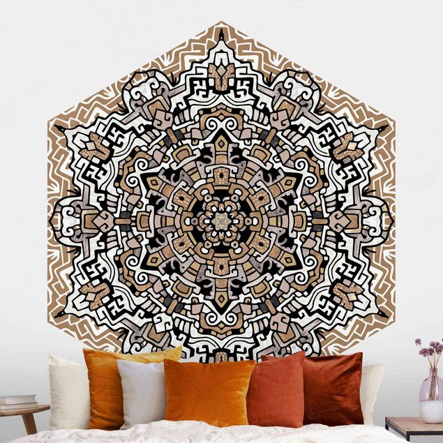 Vintage aesthetic wallpaper Hexagonal Mandala With Details