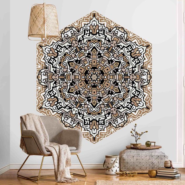 Contemporary wallpaper Hexagonal Mandala With Details
