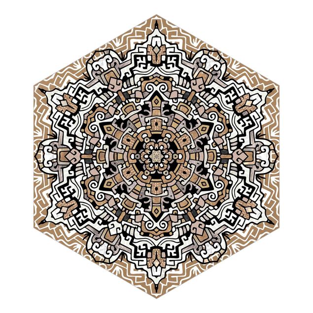 Peel and stick wallpaper Hexagonal Mandala With Details
