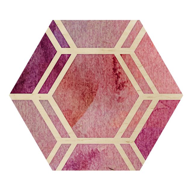 Monika Strigel Art prints Hexagonal Dreams Watercolour In Berry
