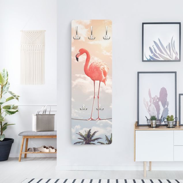 Wall mounted coat rack animals Sky With Flamingo