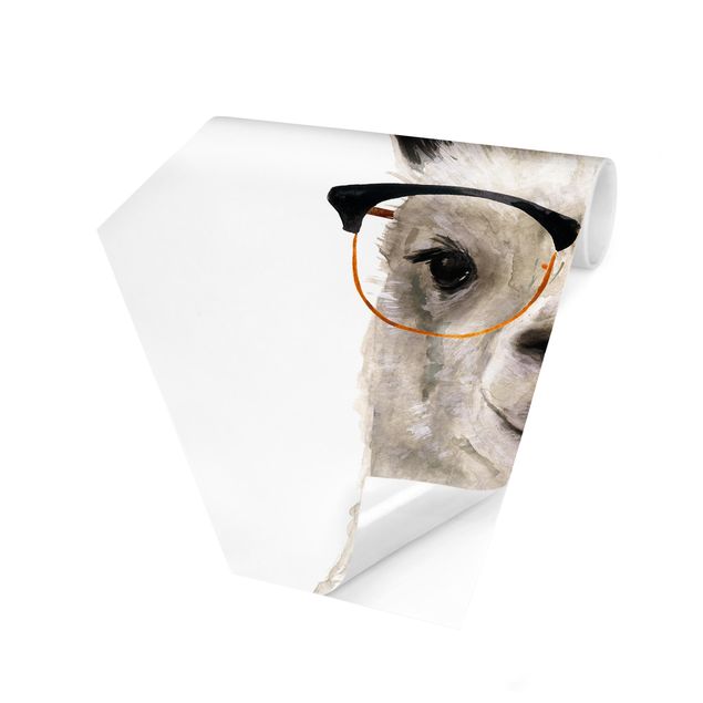 Hexagonal wallpapers Hip Lama With Glasses I