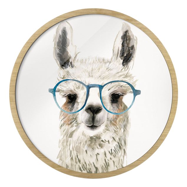 Framed animal prints Hip Lama With Glasses Ill