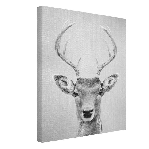 Animal wall art Deer Heinrich Black And White