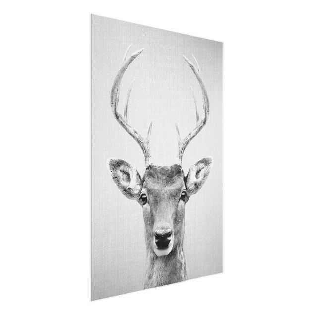 Glass prints pieces Deer Heinrich Black And White