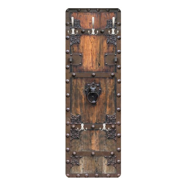 Wall mounted coat rack brown Historical Wooden Door