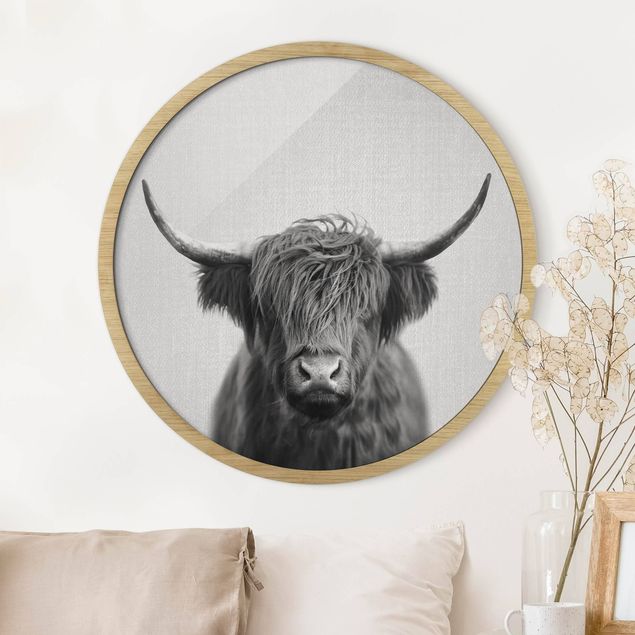 Kids room decor Highland Cow Harry Black And White