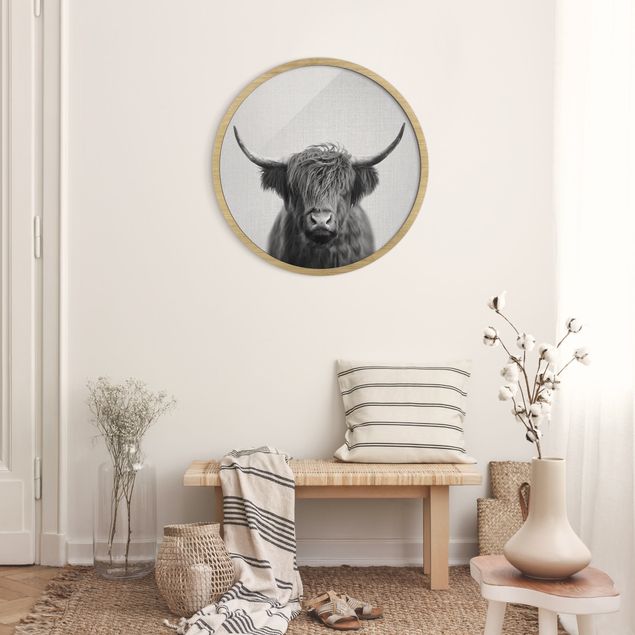 Animal wall art Highland Cow Harry Black And White