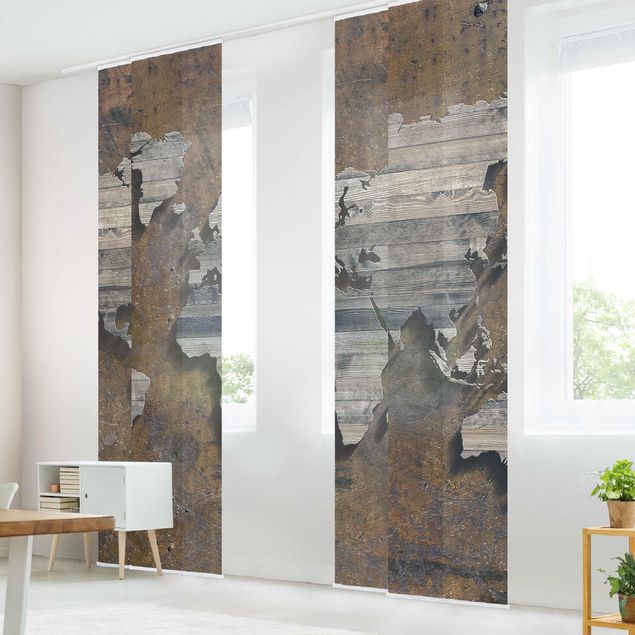 Sliding panel curtains architecture and skylines Wooden Grid World Map
