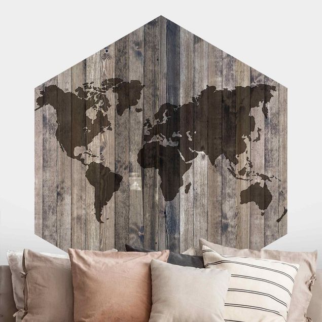 Kitchen Wooden World Map