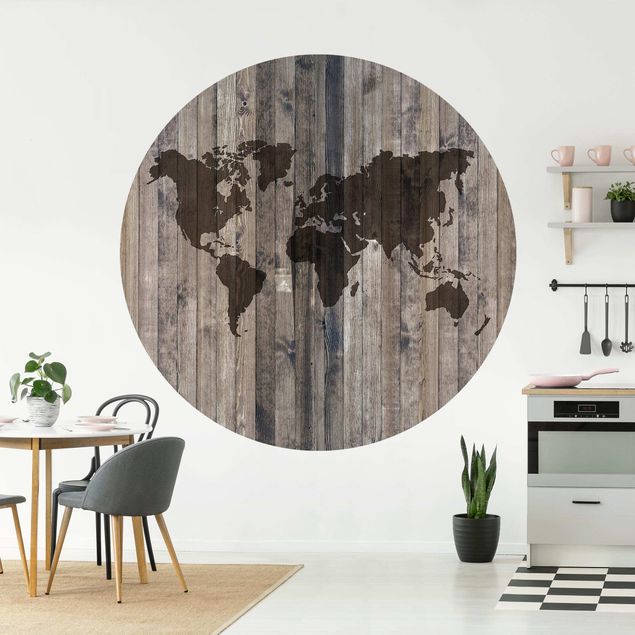 Wood effect wallpaper Wood World Map