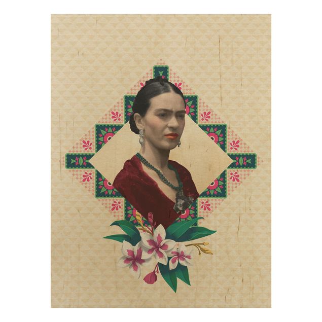 Wood prints flower Frida Kahlo - Flowers And Geometry