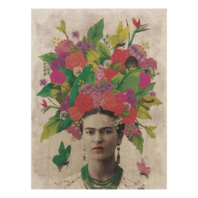 Wood prints flower Frida Kahlo - Flower Portrait