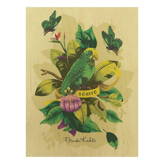 Wood prints flower Frida Kahlo - Bonito