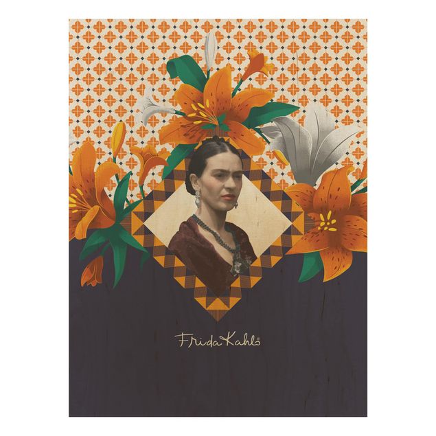 Wood prints flower Frida Kahlo - Lilies