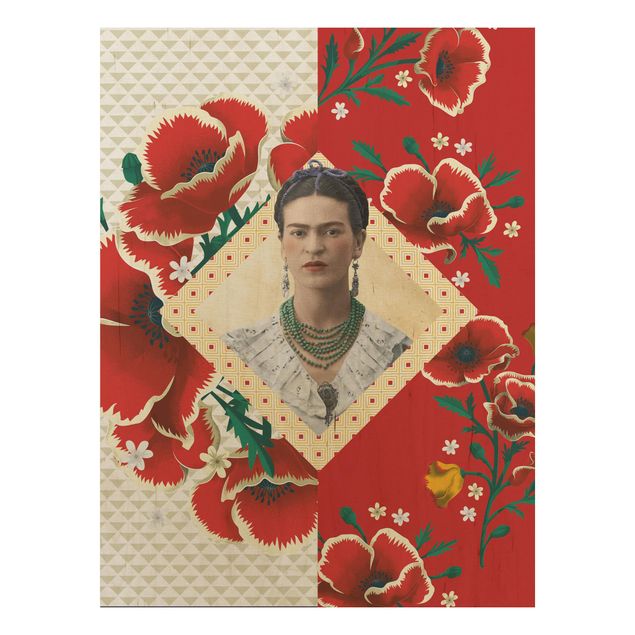Wood prints flower Frida Kahlo - Poppies