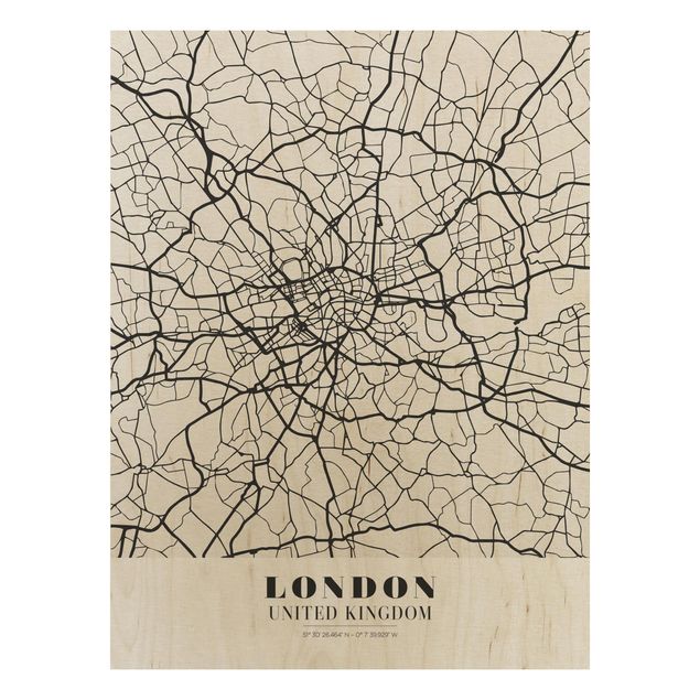 Wood prints sayings & quotes London City Map - Classic