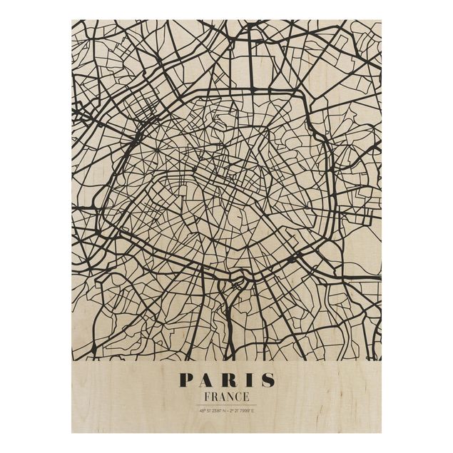 Wood prints sayings & quotes Paris City Map - Classic