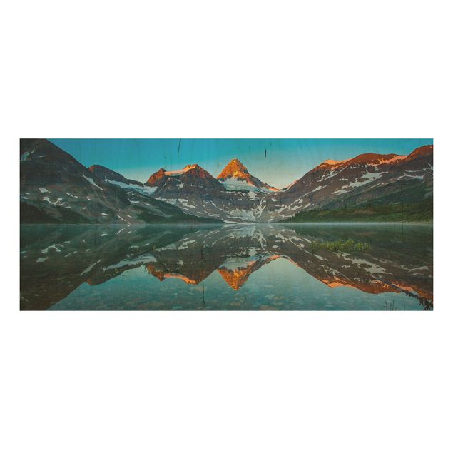 Wood prints landscape Mountain Landscape At Lake Magog In Canada