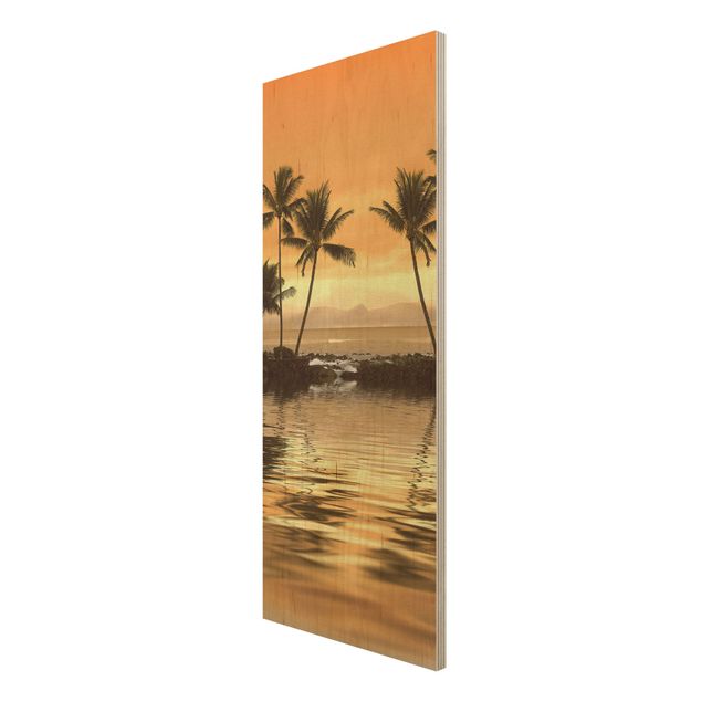 Wood prints landscape Caribbean Sunset I