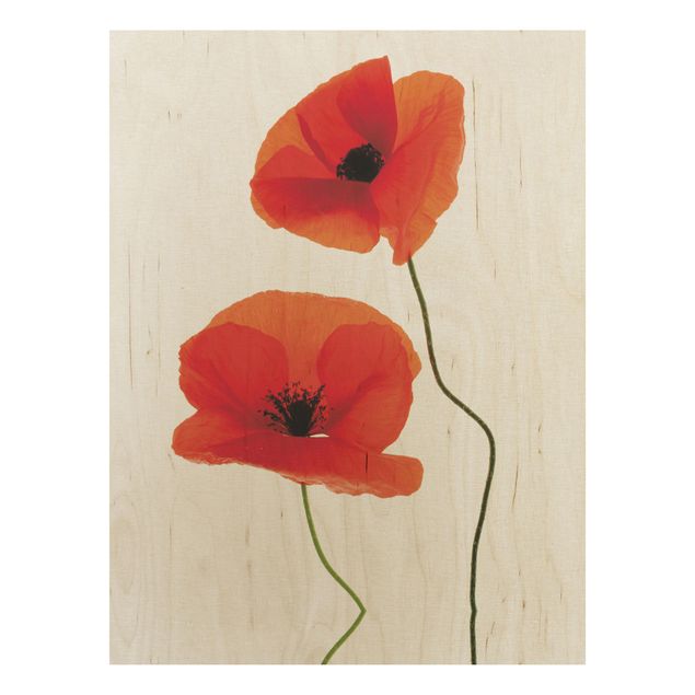 Wood prints flower Charming Poppies