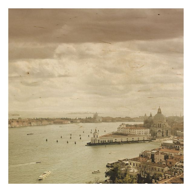 Vintage wood prints Lagoon Of Venice