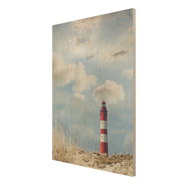 Wood prints beach Lighthouse Between Dunes