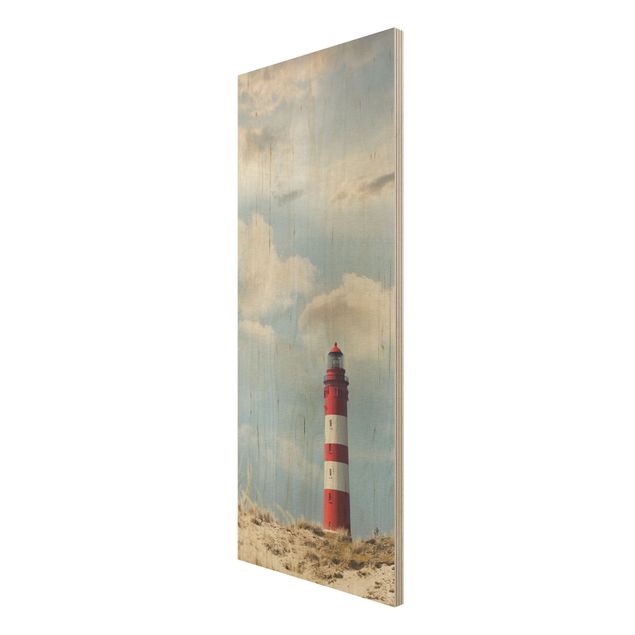 Wood prints beach Lighthouse Between Dunes