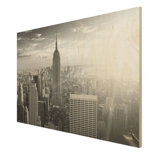 Wood prints Manhattan Skyline