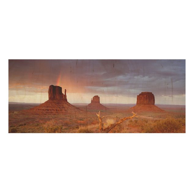 Wood prints landscape Monument Valley At Sunset