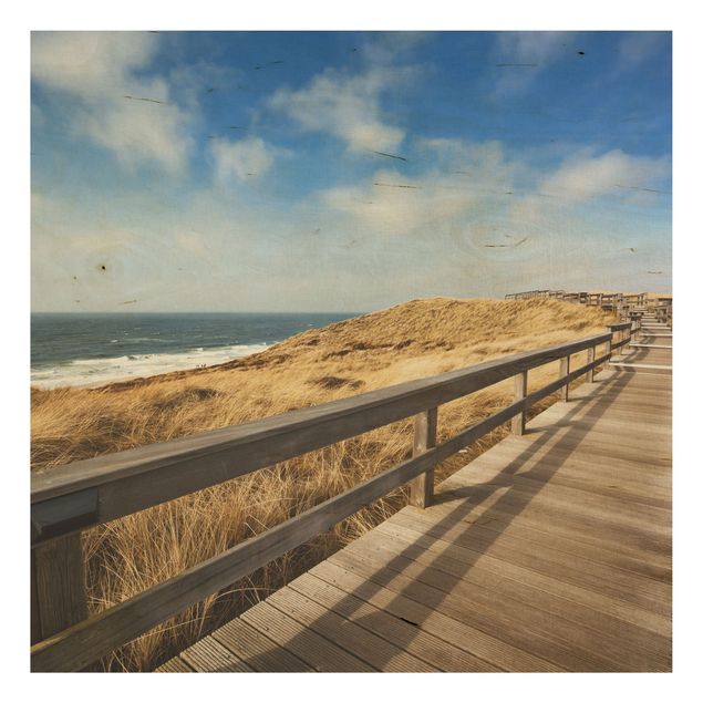 Wood prints beach Stroll At The North Sea