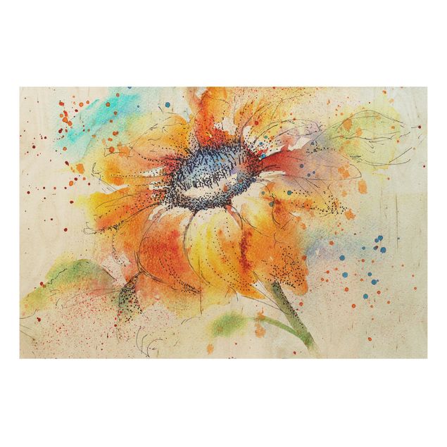 Wood prints flower Painted Sunflower