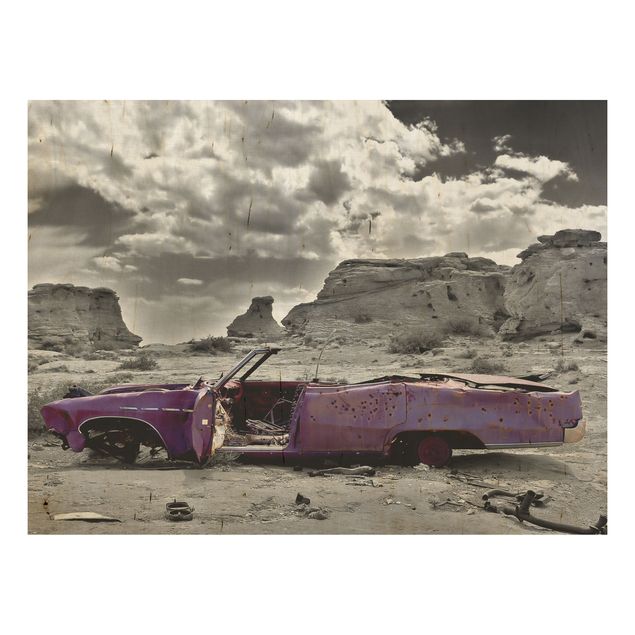Wood prints landscape Pink Cadillac