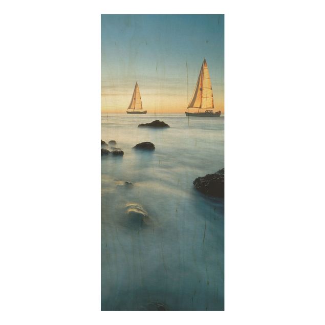 Wood prints landscape Sailboats On the Ocean