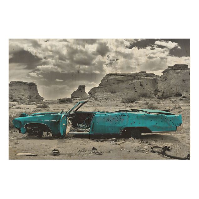 Wood prints landscape Turquoise Cadillac