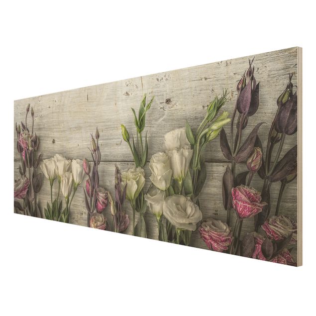 Prints Tulip Rose Shabby Wood Look