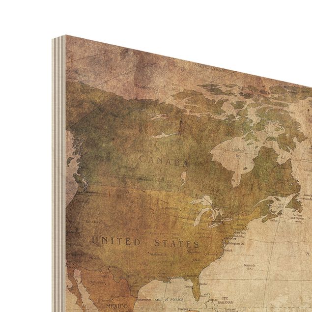 Wood print - World map