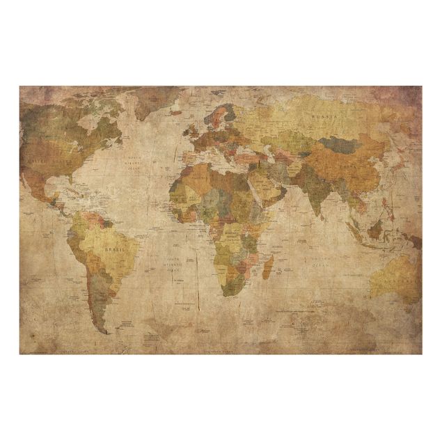 Wood prints vintage World map
