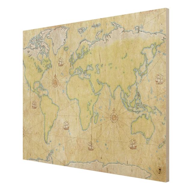 Wood photo prints World Map