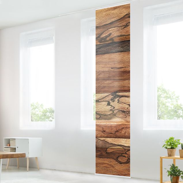 Sliding panel curtains wood Wooden Wall Flamed