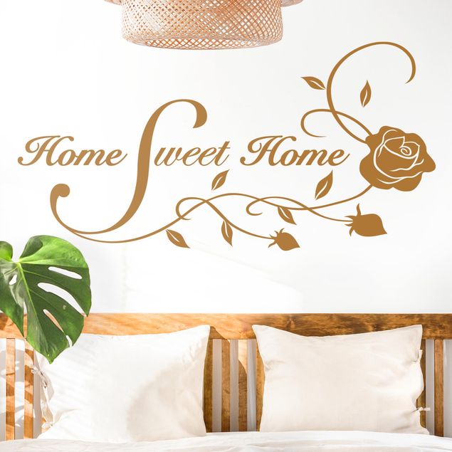 Wall decals quotes Home Sweet Home with Rose Tendril