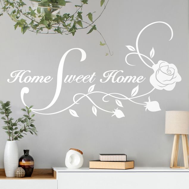 Wall decal Home Sweet Home with Rose Tendril