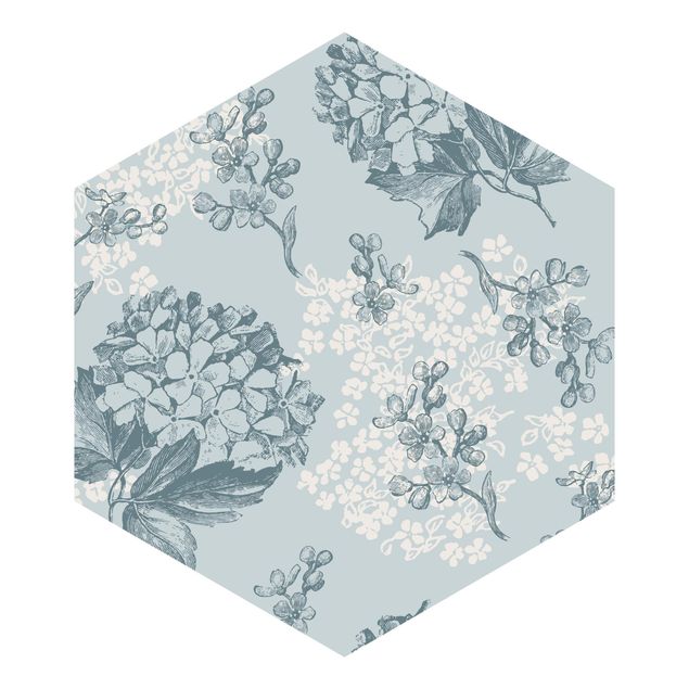 Self adhesive wallpapers Hydrangea Pattern In Blue