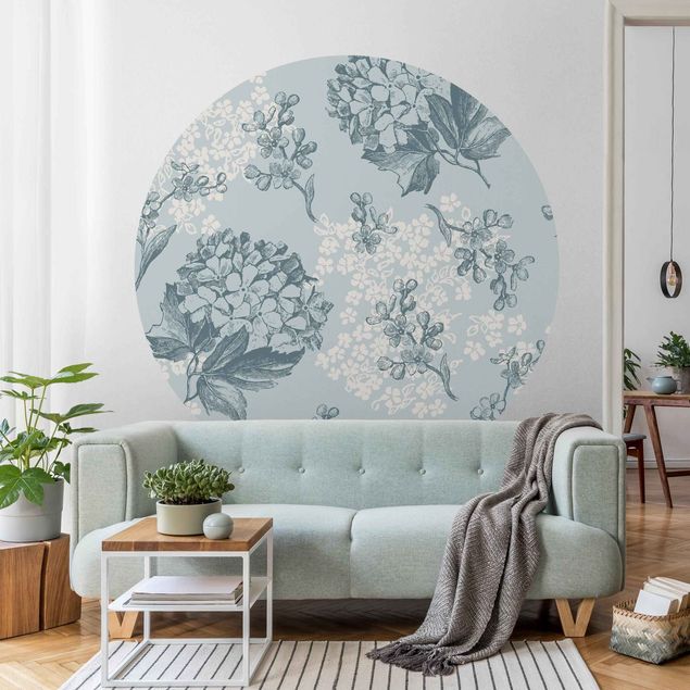 Wallpapers flower Hydrangea Pattern In Blue